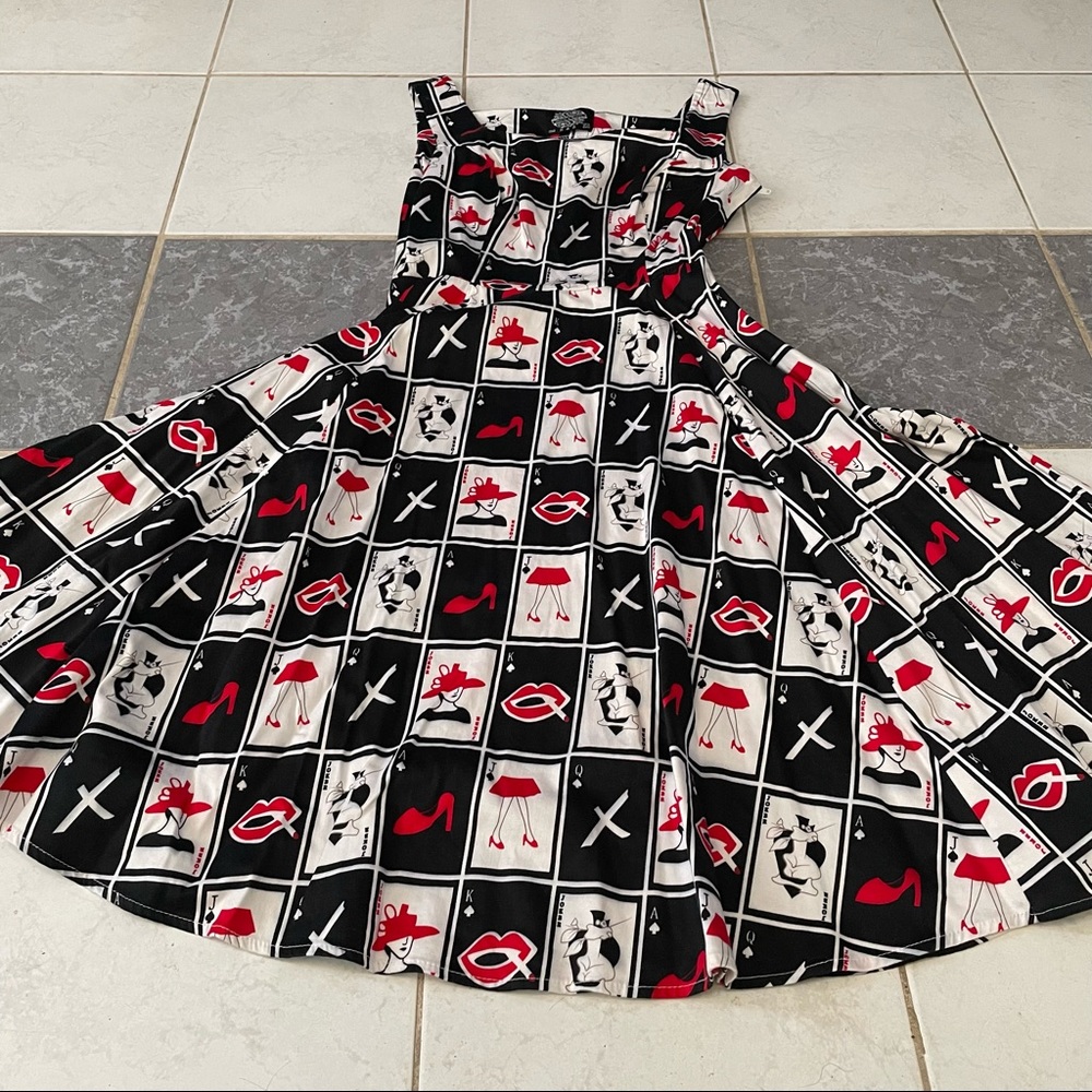 Hearts and Roses playing cards black and red Dress - Picture 4 of 5